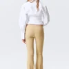 Low Rise Skinny Flared Leg Trousers – Beige