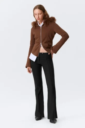 Low Rise Skinny Flared Leg Trousers – Black