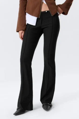 Low Rise Skinny Flared Leg Trousers – Black