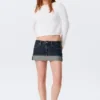 Low Rise Slim Denim Mini Skirt – Blue Anthem – Medium Blue