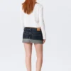 Low Rise Slim Denim Mini Skirt – Blue Anthem – Medium Blue