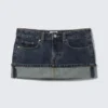 Low Rise Slim Denim Mini Skirt – Blue Anthem – Medium Blue