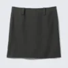 Low Rise Slim Fit Midi Suiting Skirt – Dark Grey Melange