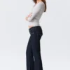 Low Rise Slim Flared Leg Jeans – Blue Rinse – Dark Blue