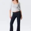 Low Rise Slim Flared Leg Jeans – Blue Rinse – Dark Blue