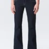 Low Rise Slim Flared Leg Jeans – Blue Rinse – Dark Blue
