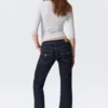 Low Rise Slim Flared Leg Jeans – Blue Rinse – Dark Blue