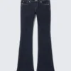 Low Rise Slim Flared Leg Jeans – Blue Rinse – Dark Blue