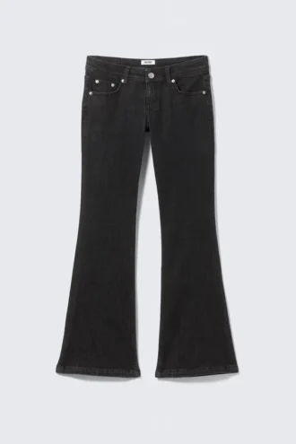 Low Rise Slim Flared Leg Jeans – Ink Black – Black