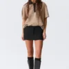 Low Rise Slim Mini Suiting Skirt – Black