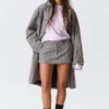 Low Rise Slim Mini Suiting Skirt – Checked White