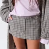 Low Rise Slim Mini Suiting Skirt – Checked White