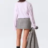 Low Rise Slim Mini Suiting Skirt – Checked White