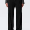 Low Rise Straight Suiting Trousers – Black