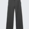Low Rise Straight Suiting Trousers – Dark Grey Melange