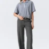 Low Rise Suiting Trousers – Pinstriped Grey Melange