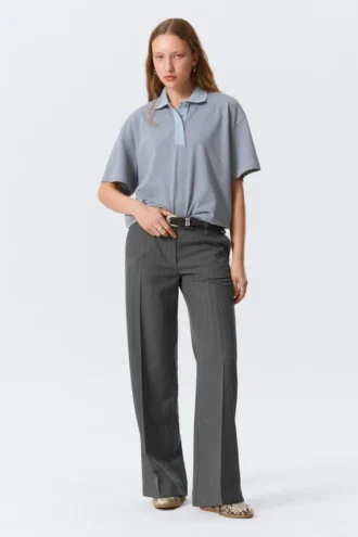 Low Rise Suiting Trousers – Pinstriped Grey Melange