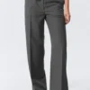 Low Rise Suiting Trousers – Pinstriped Grey Melange