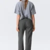 Low Rise Suiting Trousers – Pinstriped Grey Melange