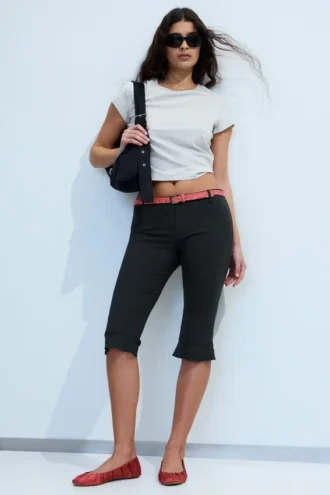 Low Rise Tailored Capri Trousers – Black