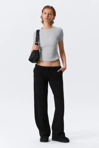 Low Rise Terry Sweatpants – Black