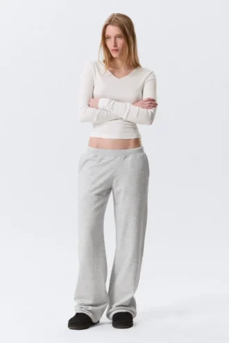 Low Rise Terry Sweatpants – Grey Melange