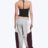 Low Rise Wide Leg Colourblock Trousers – Grey/Pink/Red