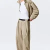 Low Rise Wide Leg Pleated Trousers – Beige