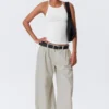 Low Rise Wide Leg Pleated Trousers – Light Mole