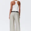 Low Rise Wide Leg Pleated Trousers – Light Mole