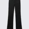 Low Rise Zip-Hem Satin Trousers – Black