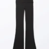 Low Waist Flared Pyjama Trousers – Black