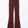 Low Waist Flared Pyjama Trousers – Dark Red