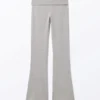 Low Waist Flared Pyjama Trousers – Grey Melange