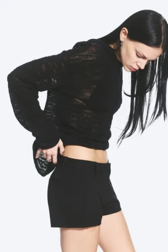 Low Waist Mini Suiting Shorts – Black