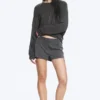 Low Waist Mini Suiting Shorts – Dark Grey Melange