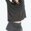 Low Waist Mini Suiting Shorts – Dark Grey Melange