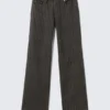 Low Waist Pinstripe Cotton Trousers – Striped Dark Grey
