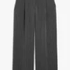 Low Waist Wide Leg Tailored Trousers – Grey Pinstripe