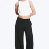 Low Waist Wide Suiting Trousers – Black