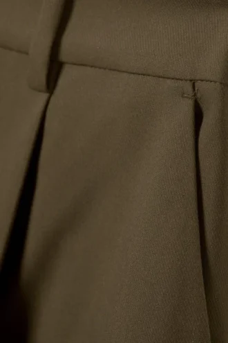 Low Waist Wide Suiting Trousers – Dark Khaki Green