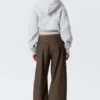 Low Waist Wide Suiting Trousers – Dark Mole – Pinstripe