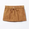 Low Waisted Faux Suede Mini Skirt – Brown