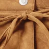 Low Waisted Faux Suede Mini Skirt – Brown