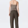 Low-Waisted Loose Fit Suit Trousers – Dark Mole