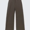 Low-Waisted Loose Fit Suit Trousers – Dark Mole