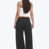 Low-Waisted Loose Fit Suit Trousers – Pinstriped Black