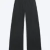 Low-Waisted Loose Fit Suit Trousers – Pinstriped Black