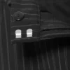 Low-Waisted Loose Fit Suit Trousers – Pinstriped Black