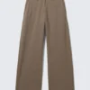 Low-Waisted Loose Fit Suit Trousers – Striped Dark Mole
